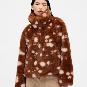 Sandy Liang x GAP Spotted Vegan Fur half zip
